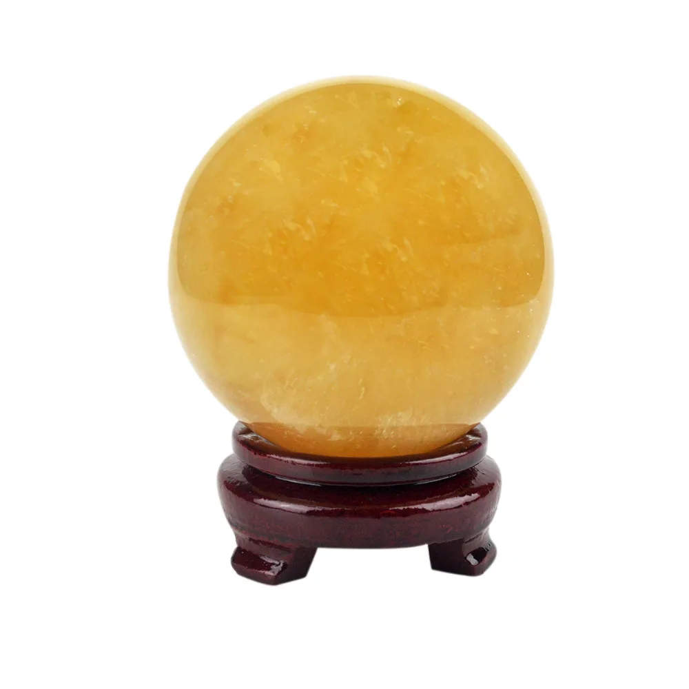 

Feng Shui Natural Citrine Crystal Sphere Ball 4"+Stand Home Office Decor Y1356