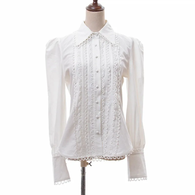 HIGH QUALITY Newest Fashion 2020 Designer Blouse Women's Long Sleeve Lace Embellished Shirt |