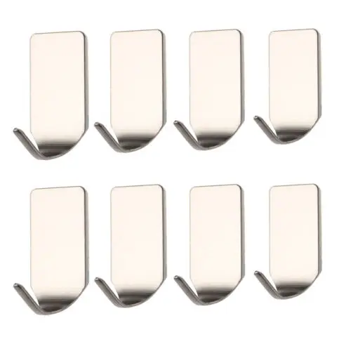 

8 Pcs Bathroom Stainless 3M Self Adhesive Sticky Hooks Wall Storage Hanger USA