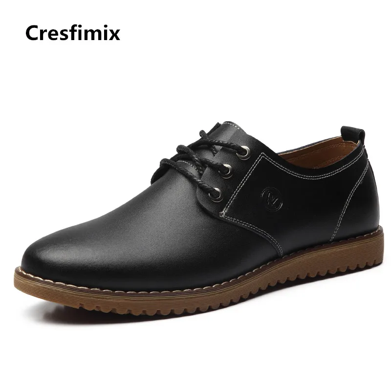 

Cresfimix male fashion high quality genuine leather comfortable lace up black shoes men casual cool real leather shoes a2941