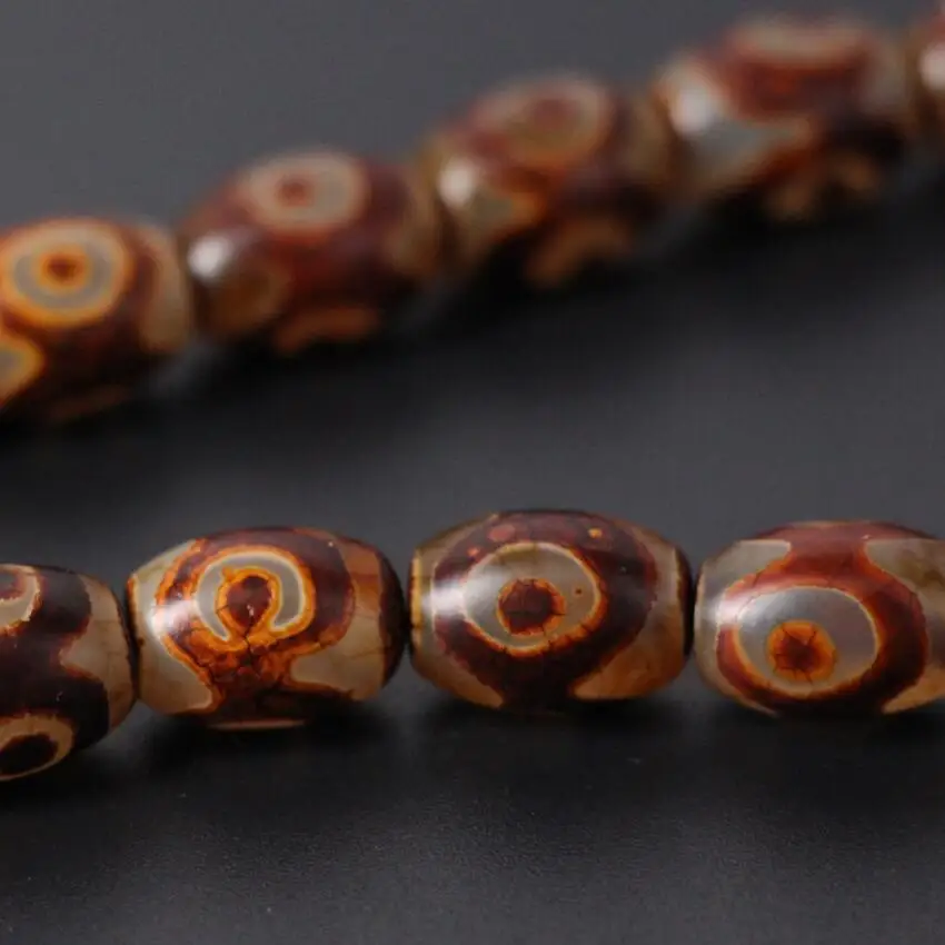 

Different size 3Strands/Lot,Prayer Mala Mystical Tibetan Onxy Old 3 Eye Dzi Oval Rice Shape Beads Wholesale,DIY Jewelry Making