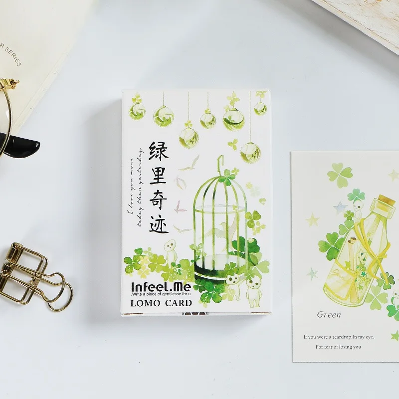 

28 листов/комплект креативная зеленая чудо Lomo карта мини Открытка/поздравительная открытка/подарок на день рождения