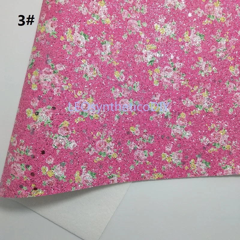 90X134CM Synthetic Letaher Cuero Sintetico Printed Flowers Glitter Leather For Making Bows Accessories LEOsyntheticoDIY T164Y | Дом и сад