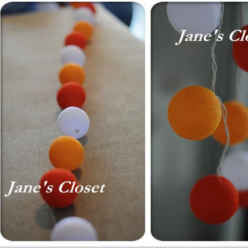 35 шаров/набор 4 м белый и оранжевый Глобус хлопковый светильник освещение