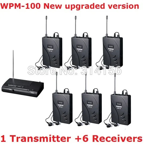 Upgraded Takstar wpm-100 Stage Wireless Monitor System 1 Transmitter +6 Receivers use for Recording studio/on stage monitoring |