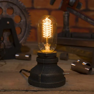 FUMAT металлическая настольная лампа с E27 Edison лампочка американская кантри Ретро винтажный Настольный светильник креативная настольная лампа В индустриальном стиле Водопровод - Цвет абажура: C