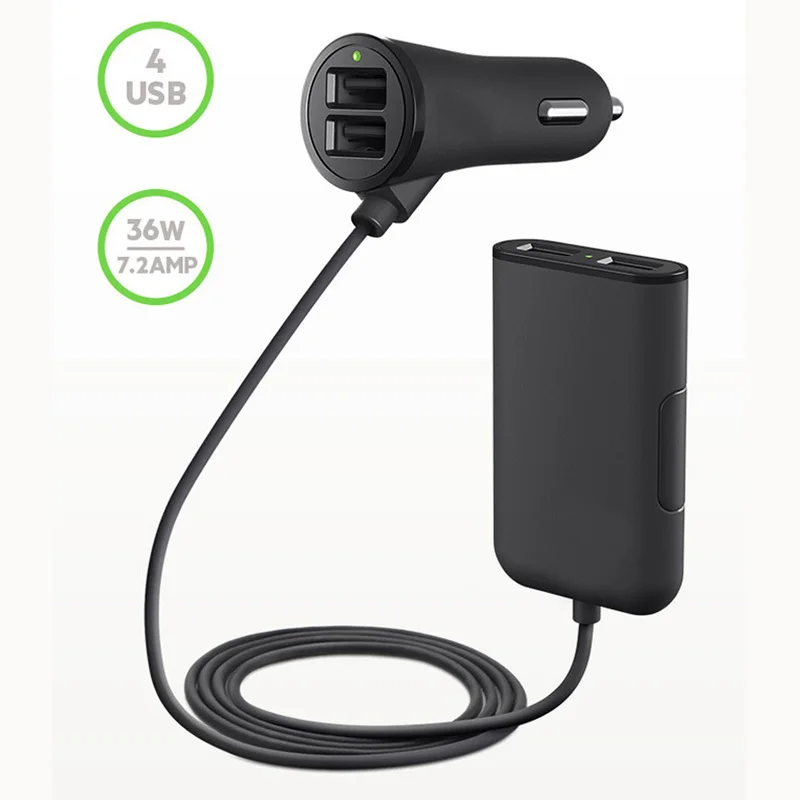 4 USB Ports Car Charger with 1.8m Cable Smart For iPhone Xs Max XR X Samsung Intelligent Fast | Мобильные телефоны и