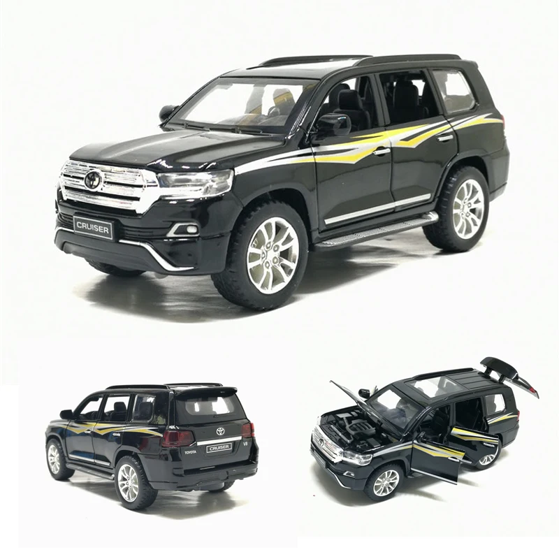 1:32, Toyota LAND CRUISER, литые под давлением модели автомобилей, игрушки с шестью открывающимися дверями, задний звуковой светильник для детей, игрушки