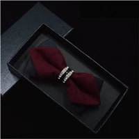 Роскошные Bling Crystal украшения из металла острые углы галстук-бабочка Свадебная вечеринка Банкетный клуб Бизнес бабочка узел Для мужчин аксессуары - Цвет: black-burgundy