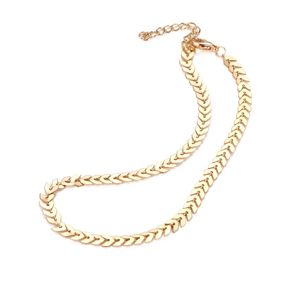 Цепочка с буквенным принтом V цепочка стрелкой в виде рыбьей кости короткое колье