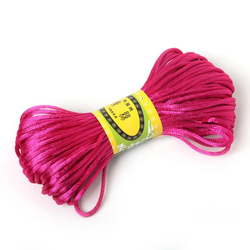 Fuchsia 01 29 цветов 20 м 2 мм крепкий Плетеный макраме Шелковый Атласный нейлоновый шнур веревка DIY Ювелирный Браслет фурнитура для изготовления бисероплетения нить проволока - Цвет: Fuchsia 01