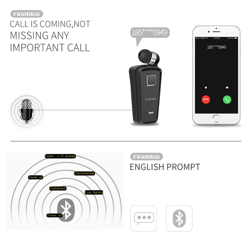 Fineblue F980 Беспроводной Bluetooth Наушники носить клип драйвер спортивные стерео