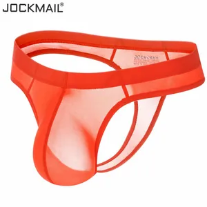 JOCKMAIL ультратонкое привлекательное нижнее белье из ледяного нейлона, бриджи для мужчин, прозрачные мужские стринги, танга, мужское нижнее белье для геев