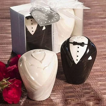 

free shipping 100 pcs / lot (50 sets) Price high quality Gifts wedding, bride and groom seasoning shaker, pepper shaker salt