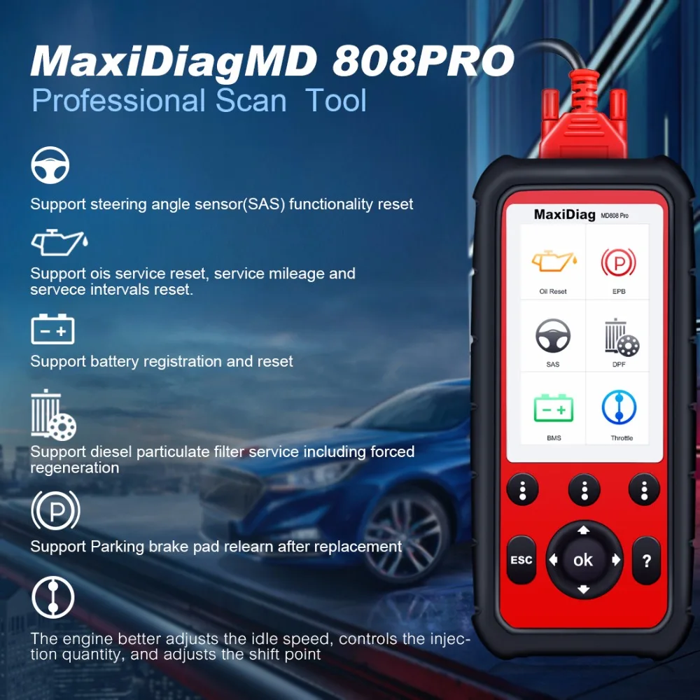 Autel MaxiDiag MD808 Pro Диагностический Авто OBD2 сканер автомобильный диагностический инструмент для масла Сервис Сброс регистрации и сброса батареи
