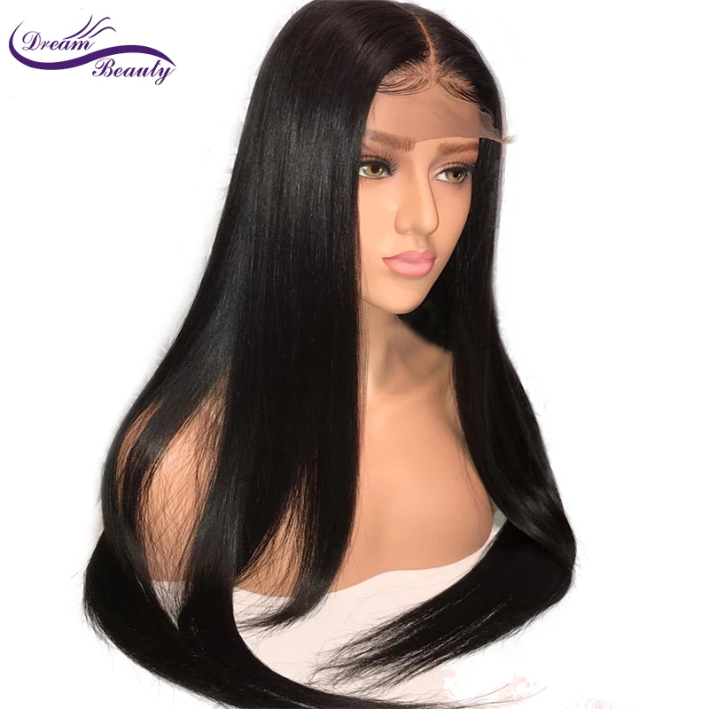 Dream Beauty бразильские прямые 4x4 шелковые Базовые Парики с детскими волосами 130%