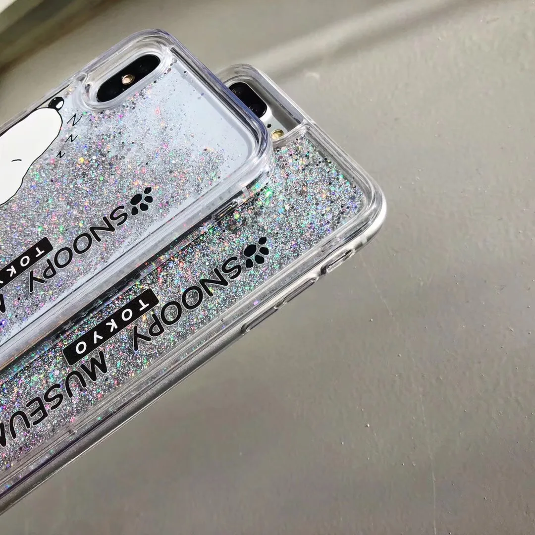Cute Cartoon S noopy Dog Phone Case for IPhone 6 6S 7 8 Plus X XR XS MAX Transparent Quicksand Protect Shell Glitter PhoneCase |