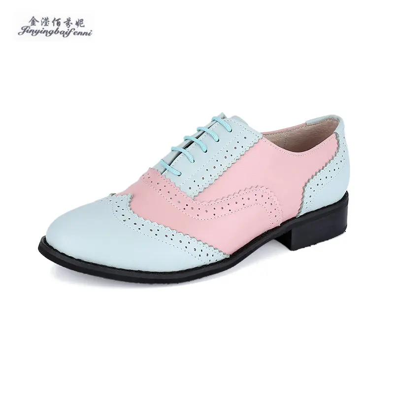 Женские туфли-оксфорды из натуральной кожи на плоской подошве 11 цветов размер