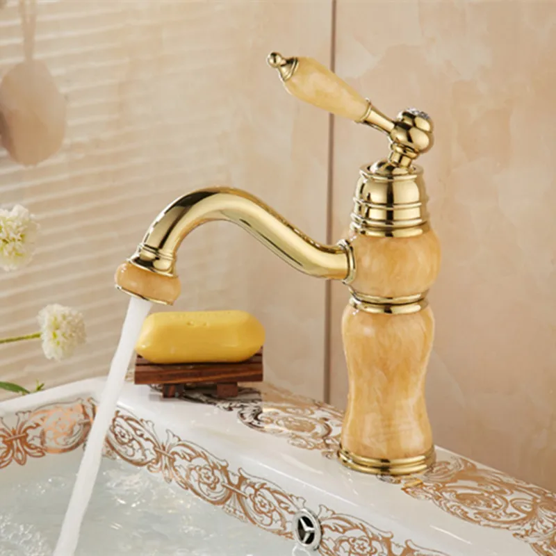 Копировальный мраморный Золотой смеситель для ванной комнаты с твердой латунной