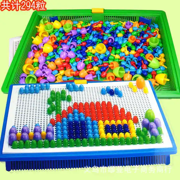 296 шт Пластиковые DIY Набор грибов для ногтей головоломка игрушки мозаика игрушка-картина образовательные композитные интеллектуальные игрушки для детей Детские игрушки