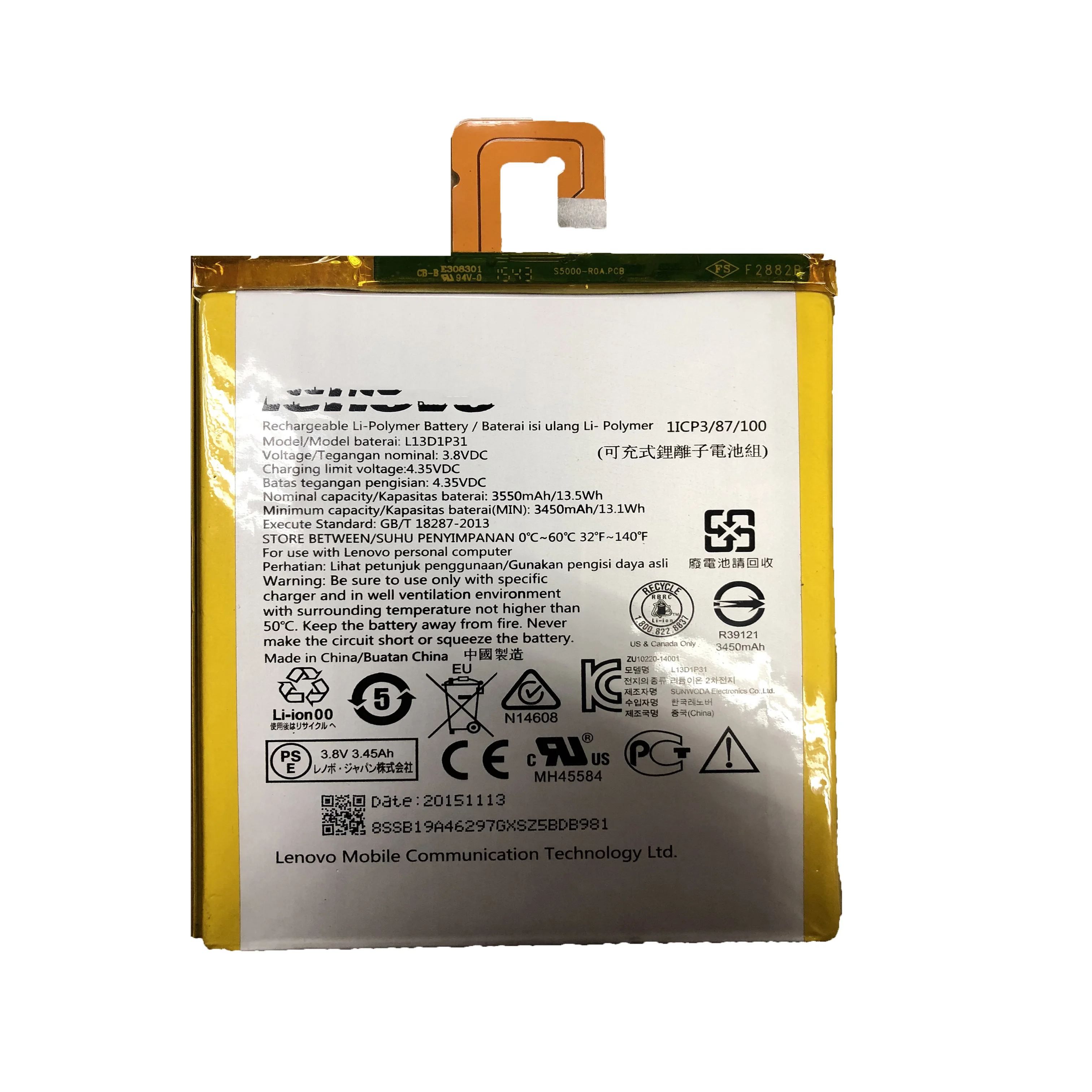 Оригинальный аккумулятор 3 8 в 3450 мАч L13D1P31 для Lenovo Pad A3500 S5000 S5000-H tab3 7 TB3 710i 710F tab 2 A7 |