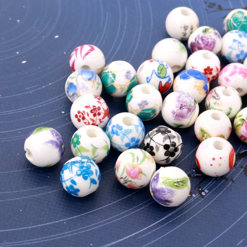 

500Pcs/lot Ceramic Beads Round Shape Handmade Flower Blue And White Porcelain Beads 6mm For DIY Jewelry Making Accessories