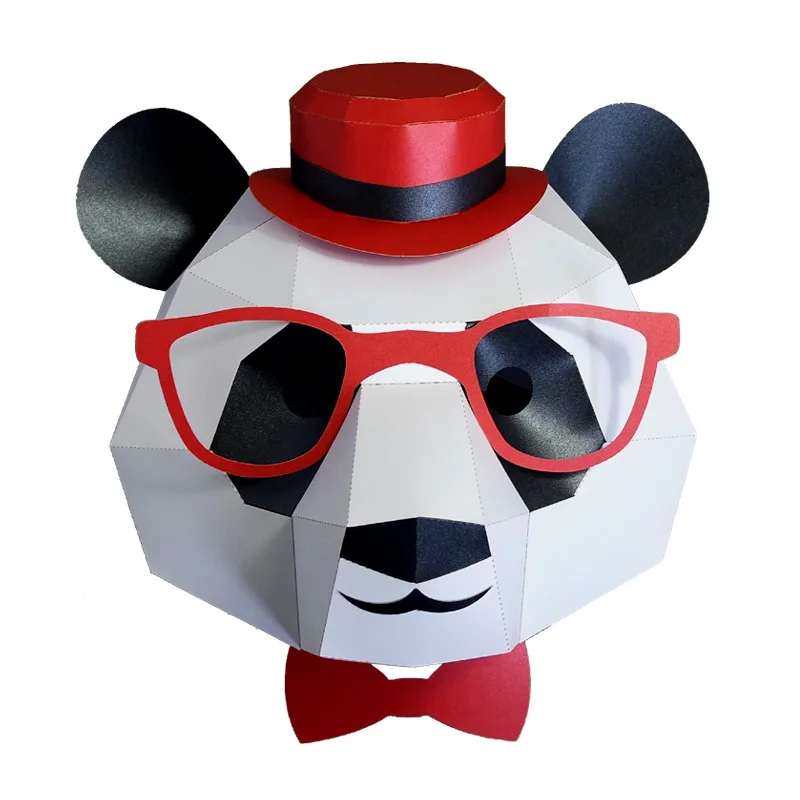 3D Бумажная Маска модная Панда Маска Костюм Животного Косплей бумага для творчества Маска модели Рождество Хэллоуин Выпускной вечерние подарки