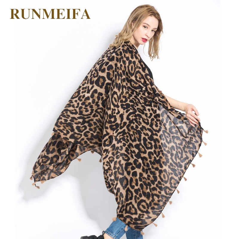 [RUNMEIFA] коллекция 2018 года Модный женский роскошный Теплый шарф с леопардовым