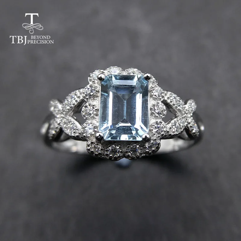 Женское кольцо с аквамарином TBJ Ювелирное Украшение из драгоценных камней