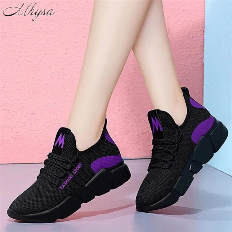 Mhysa 2019 Spring New Women casual shoes fashion breathable lightweight Walking mesh lace up flat shoes sneakers women T71
