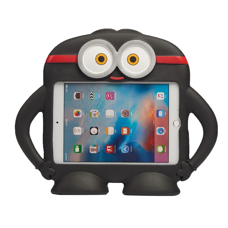Черный Чехол в стиле маленького желтого человека для iPad Mini 1/2/3/4/5 Mini 5 Mini 4 3 EVA Foam противоударный ручной Стенд для детей чехол для планшета Funda - Цвет: Черный