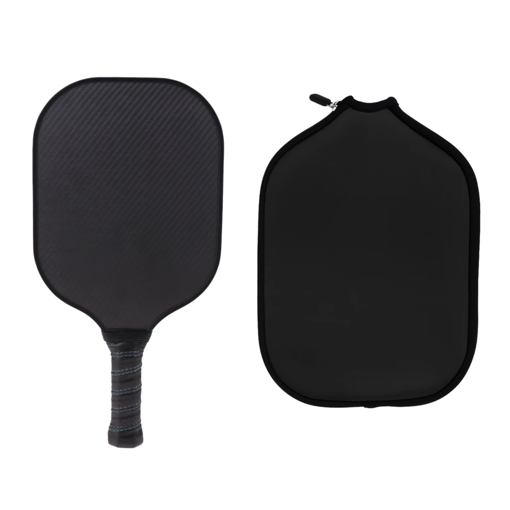 Black Прочный углеродное волокно соты композитный ядро Pickleball Весло/ракетки и молнии Неопреновый Чехол защитный рукав-5 цветов - Цвет: Black