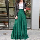 Женская кружевная юбка, темно-зеленая длинная трапециевидная юбка до пола, на заказ, весна-осень