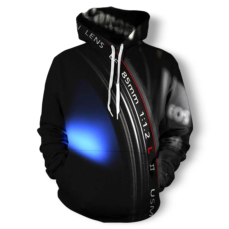 Fashion Mens Printed Hoodies New Design Photographer Lens Graphic Hooded Pullover Streetwear Tops Survetement Sudaderas Hombre |
