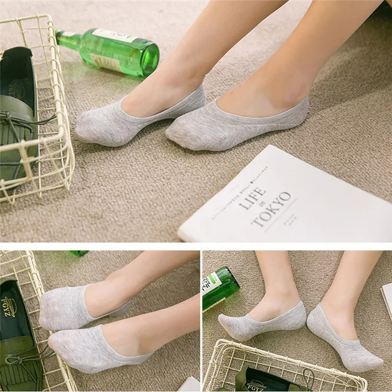 5 Pairs Girl Lady Invisible Low Cut Soft Stretch Heels Loafer Female Boat Sock Women Art Socks Candy Color | Женская одежда