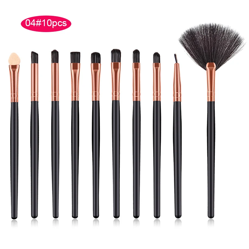 Golden 10pcs Горячая подводка для глаз бровей губ наборы теней кисти макияж глаз консилер набор кистей макияж - Handle Color: Golden 10pcs