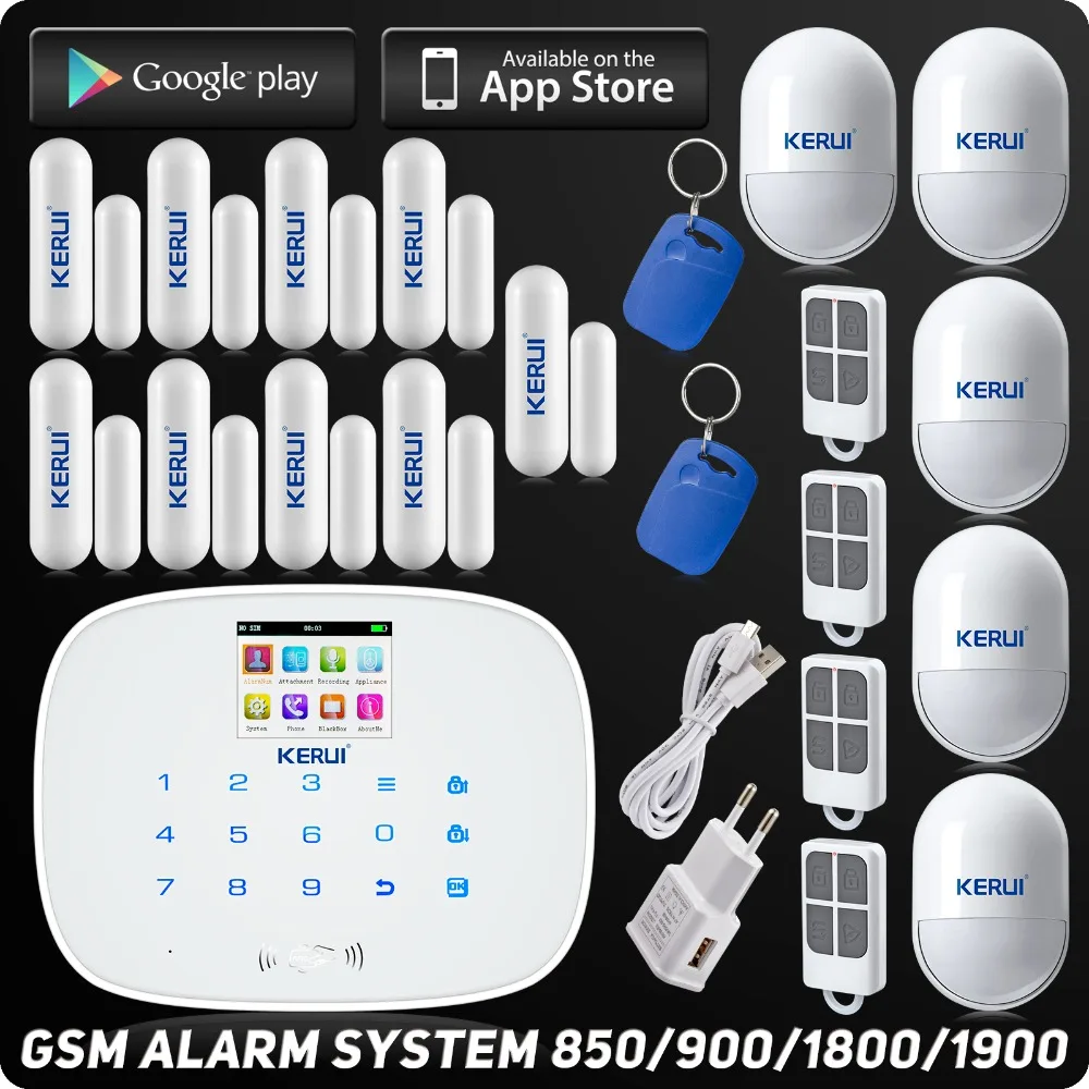 Kerui IOS Android APP Беспроводная GSM сигнализация Система RFID Управление Авто циферблат