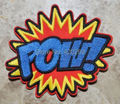 Горячая распродажа! POW! Забавные вышитые спортивные нашивки в стиле ретро с
