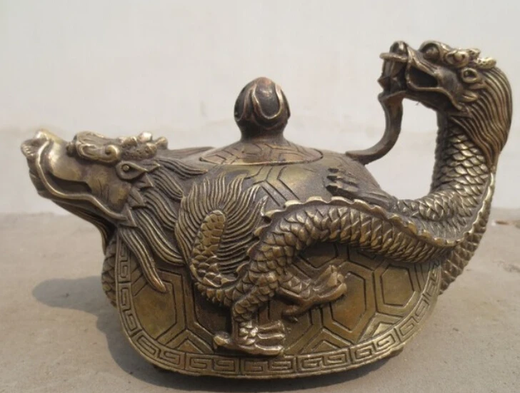 

Free shipping Rare Chinese Old Copper Handwork Dragon Tea Pot Flagon