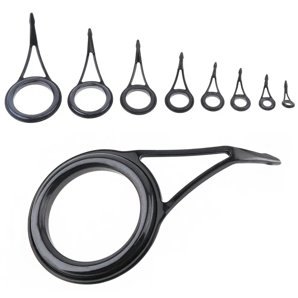 

8pcs Tip Strong Line Rings Fishing Rod Guide Tip Top Repair Kit Mixed Size Fishing Rod Guide Set