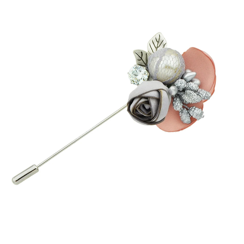 Cute Bijoux Silver Color Pins with Rhinestone Simulated-pearl Colorful Lace Flower Shape Brooches Jewelry for Women Accessories | Украшения