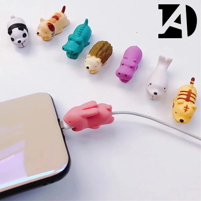 Мультфильм животных укус USB защитный кабель организатор линии передачи данных