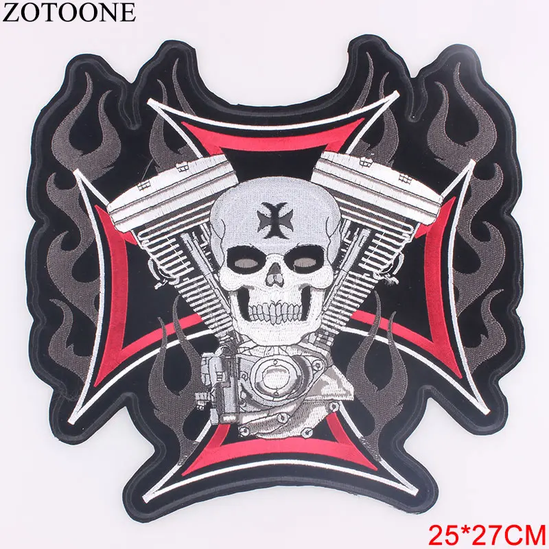 LIVE TO RIDE Skull Big Patch For Jacket Clothing Embroidered Apparel Fabric Sewing Beaded Applique DIY Clothes Sticker H | Дом и сад