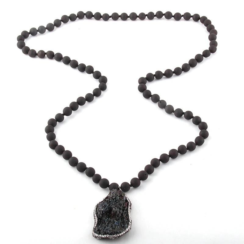 Модные богемные ювелирные изделия с длинным узлом искусственная Друза бисер и