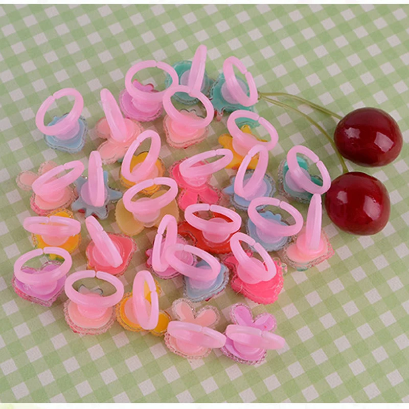 10pcs/lot Girl Kids Ring Pink Plastic Rings Base Adjustable 8mm Cabochon DIY Gift Bezel Tray Frame Handmade Jewelry Findings | Украшения и