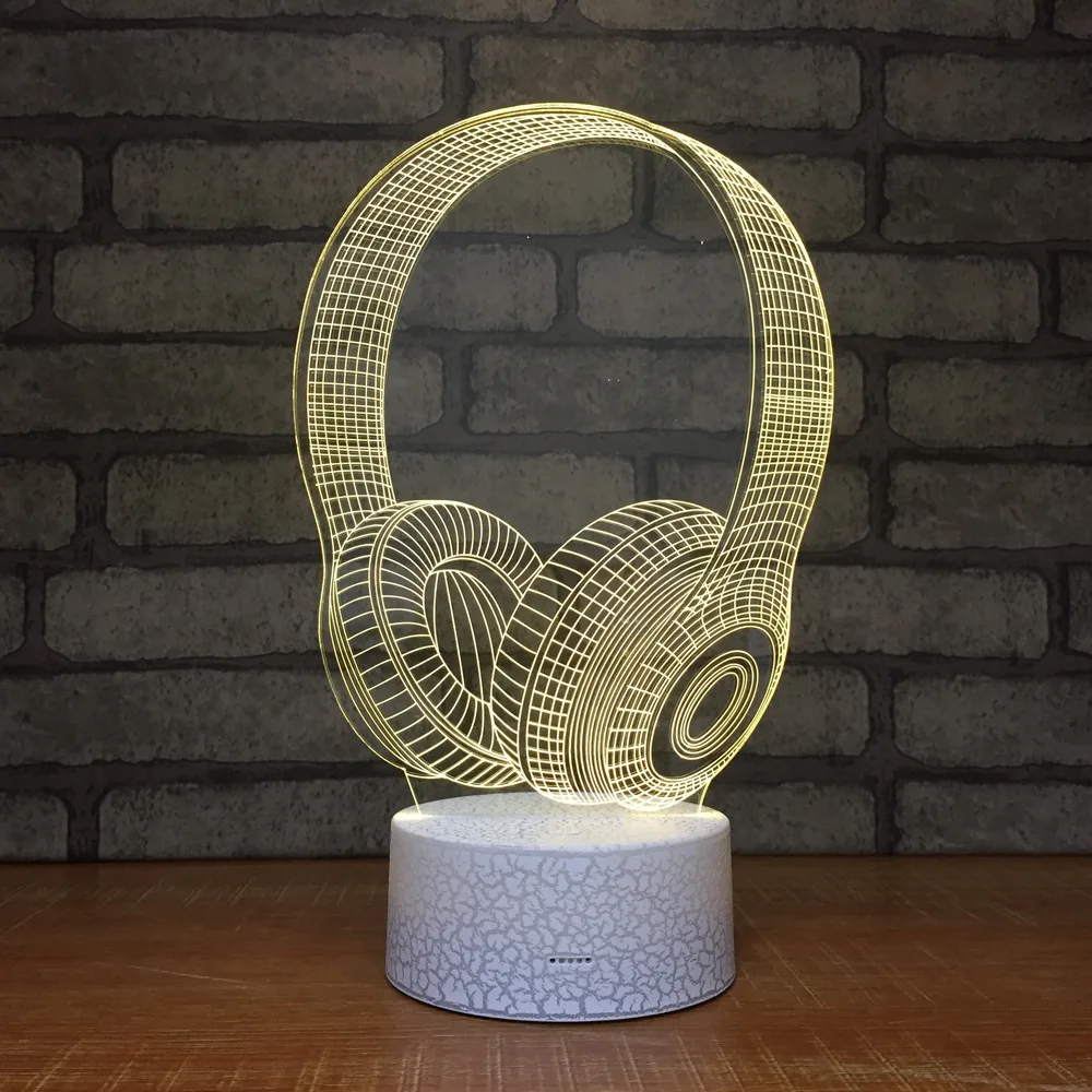 Креативные наушники 3d лампа красочный градиент светодиодный ночник сенсорный