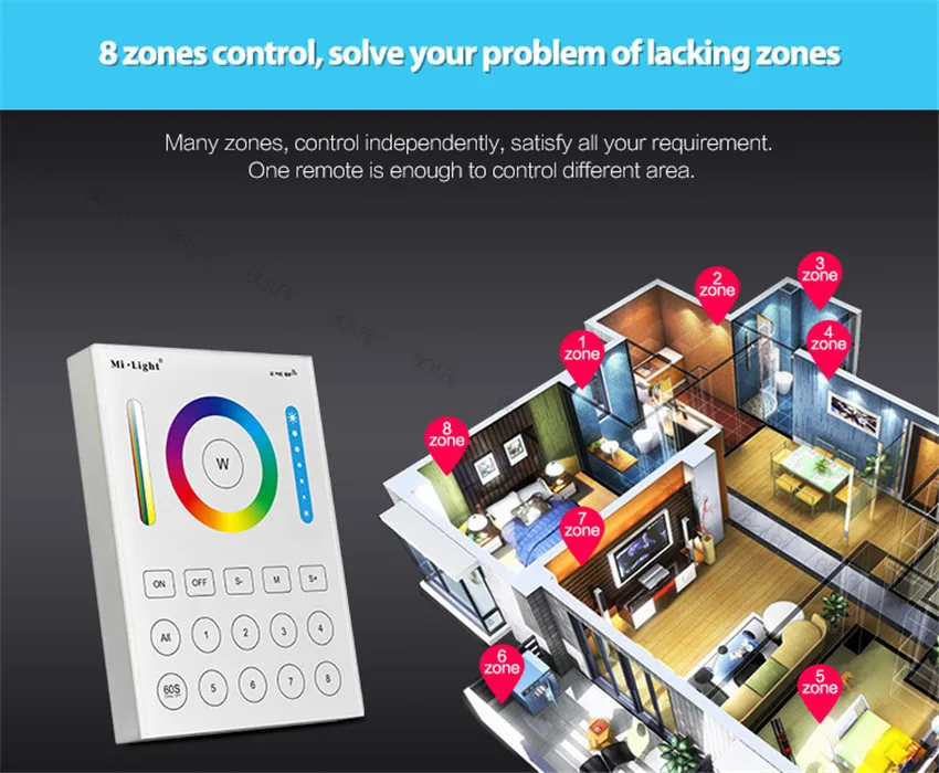 Mi Light 2 4G беспроводной 8 Zone RF Диммер с дистанционным управлением B8 Сенсорная панель