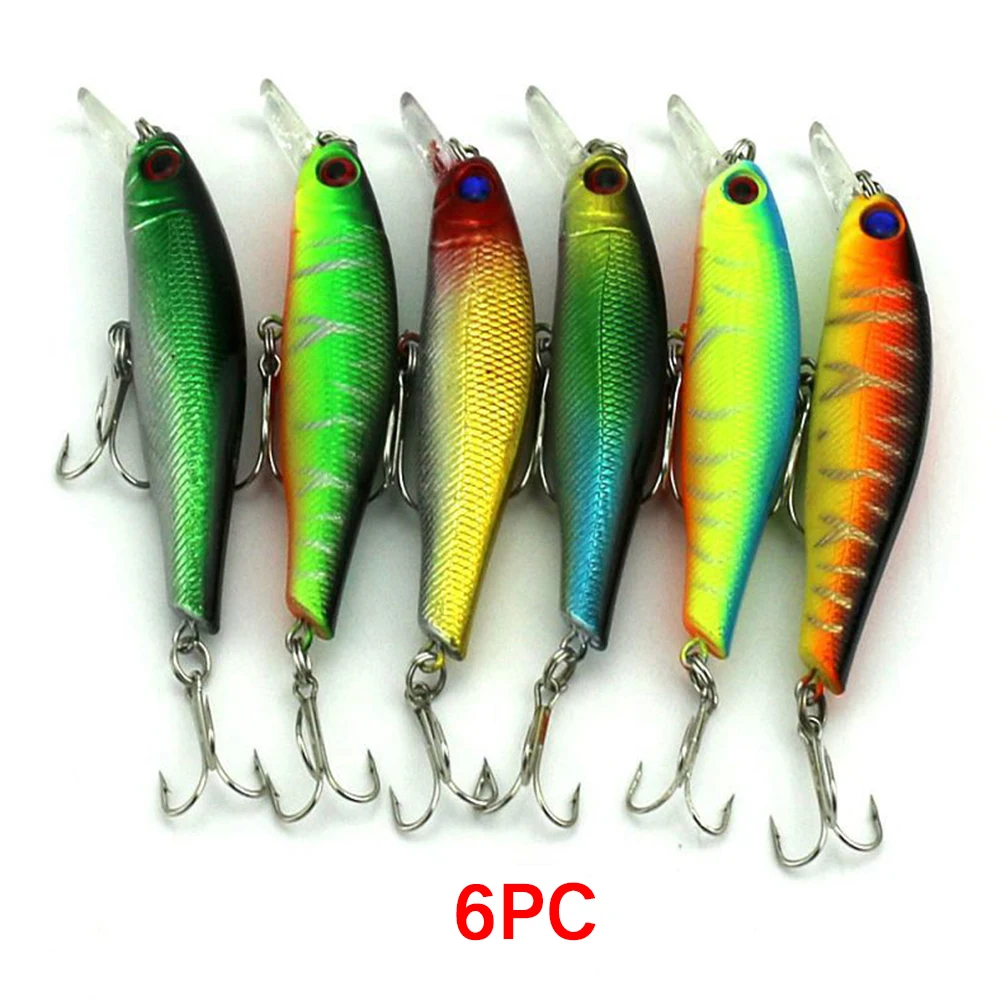 6 Pcs Colorful Artificial Fishing Lure Hard Baits Minnow Tackle Fake Bait | Спорт и развлечения