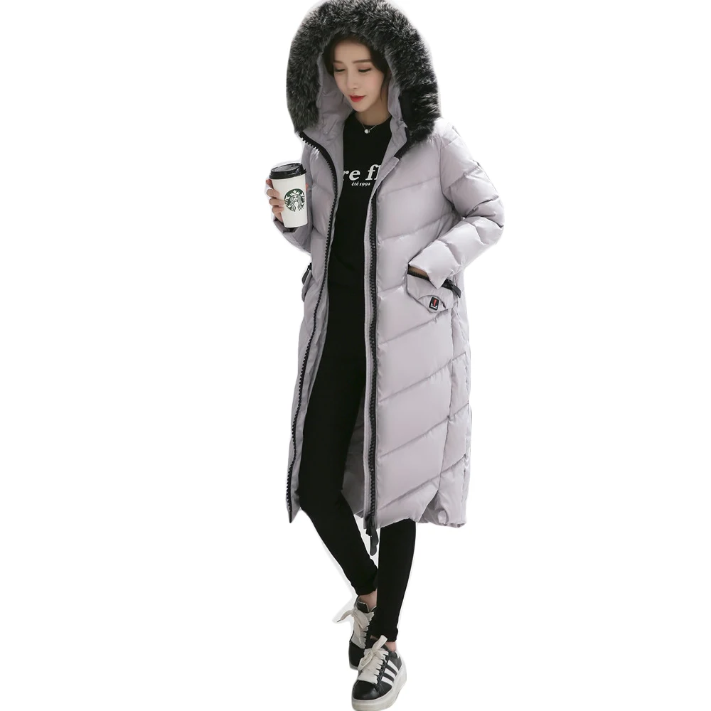 2016 New Winter Collection Jacket Women Slim Female Coat Thicken Parka Hooded Outerwear Fox Fur Collar S-XXL Black Gray | Женская одежда