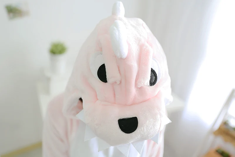 Розовый Пижамный комбинезон в виде динозавра одежда для сна животного костюм